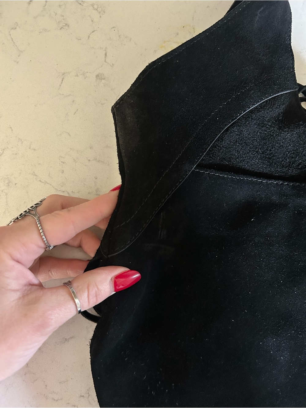 🍀(HTF Black!) Lucky Brand Nyra Tote Suede Leather Fringe Shoulder Bag - Picture 15 of 15